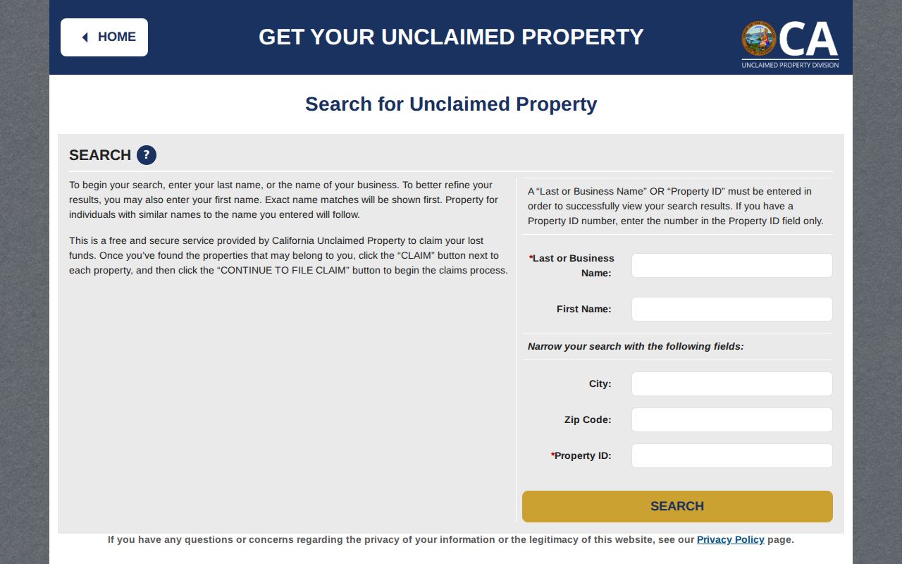 Menifee people search in California unclaimed property