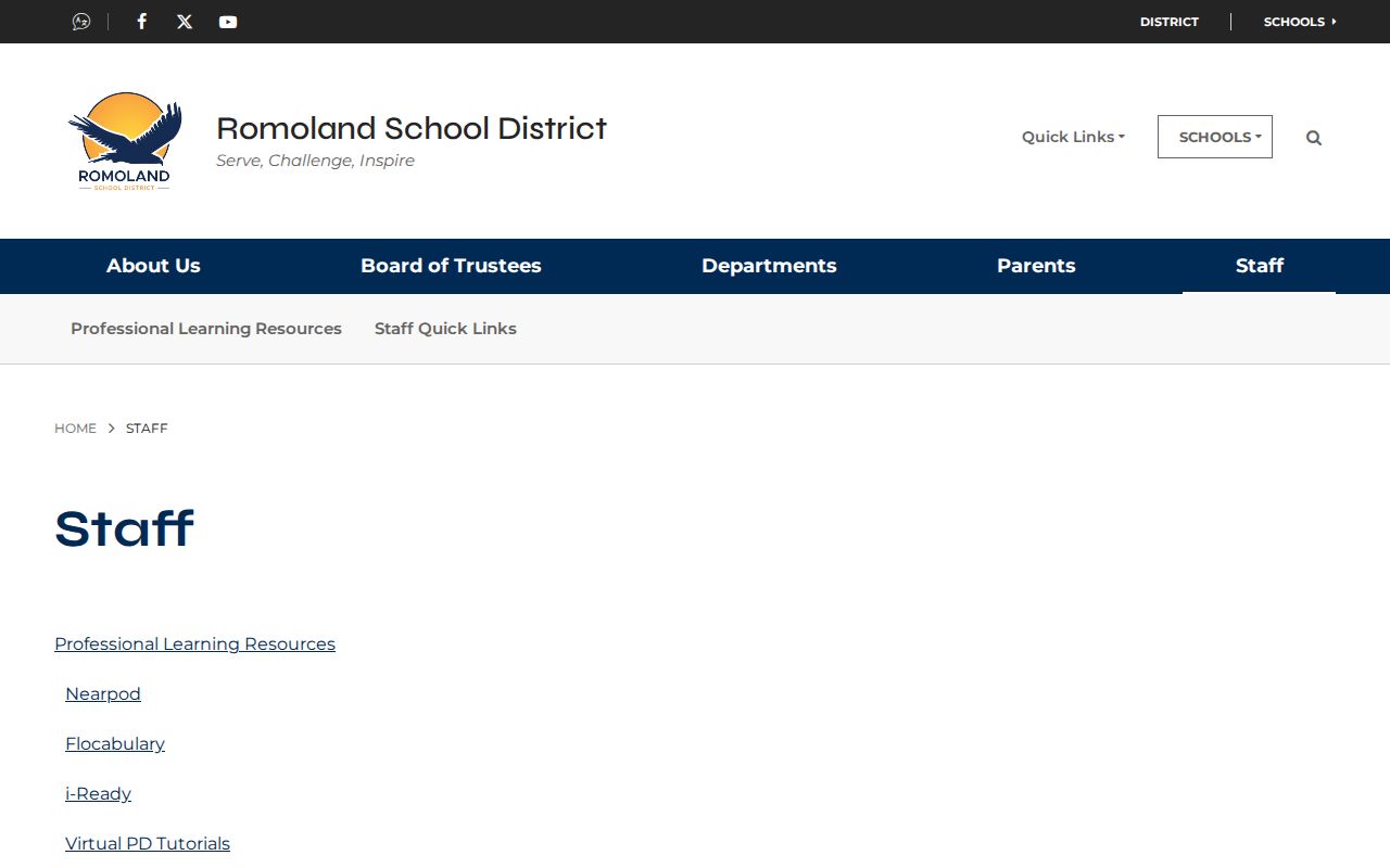 Menifee people directories Romoland School District staff list